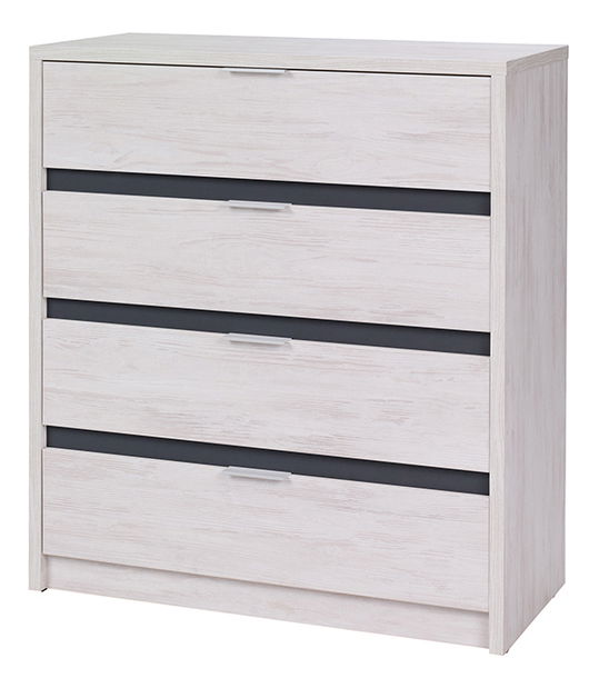 Comodă Desayuno K4SZ (Stejar alb + alb lucios)