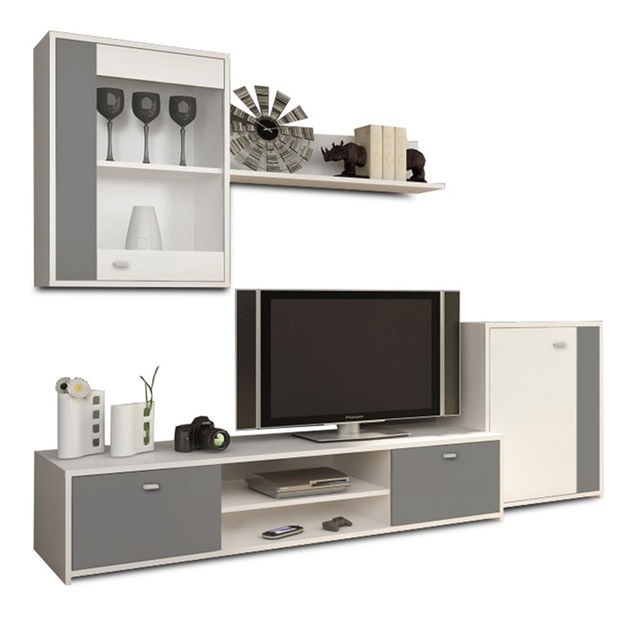 Mobilier living Gerra (alb + gri)