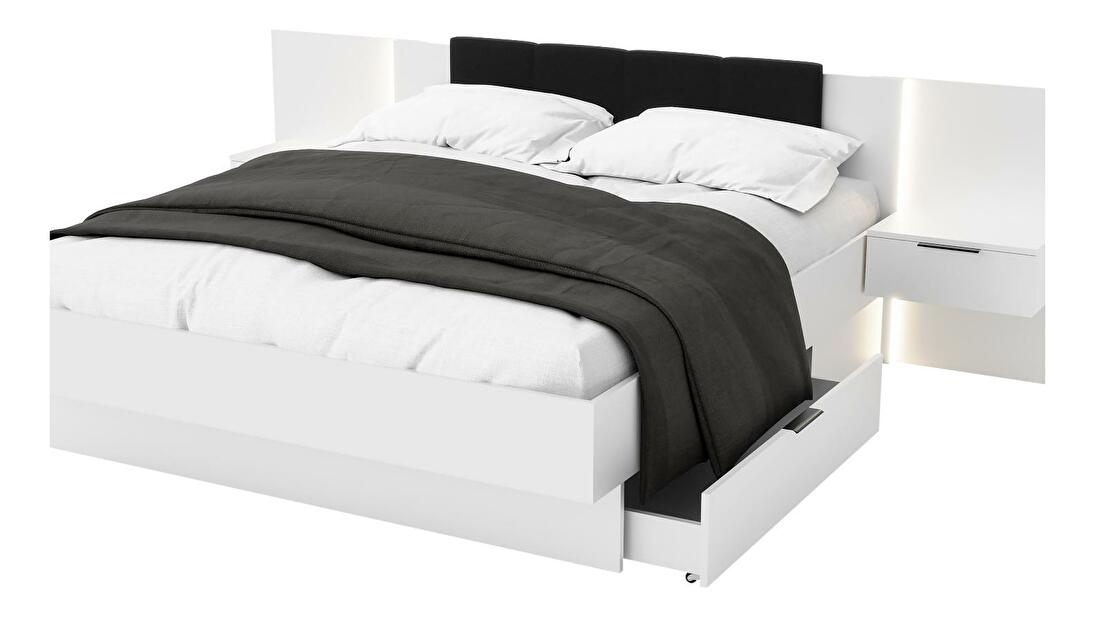 Bračni krevet 160 cm Lewell (s uzglavljem) (s prostorom za odlaganje) (bijela)