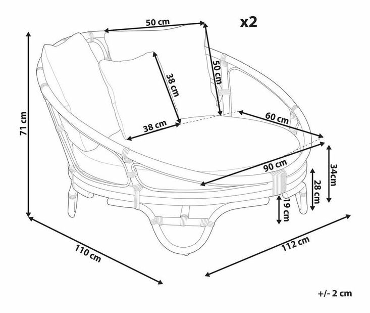 Set vrtnih fotelja (2 kom.) Raeburn (prirodna) 