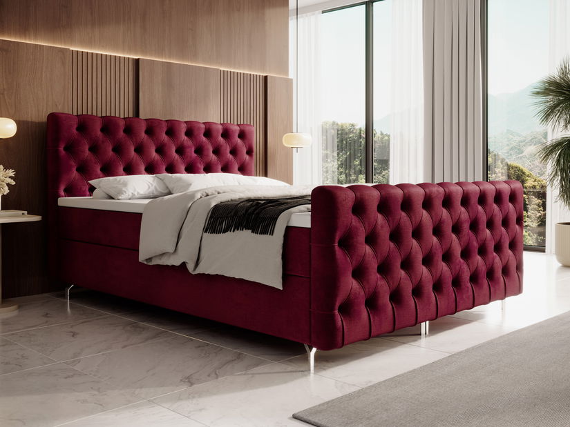 Bračni krevet 160 cm Clinton Comfort (bordo) (s podnicom, s prostorom za odlaganje)