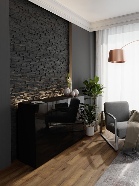 Obývacia stena Berny 44 (čierna + čierny lesk)