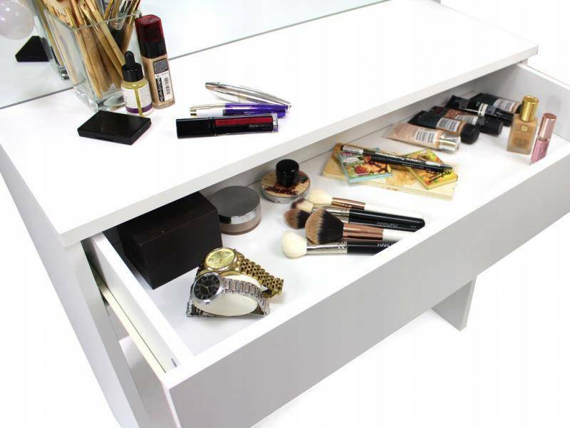 Masă de toaletă Glamorous (cu iluminat LED) (Alb)