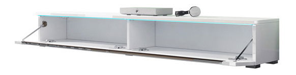 TV stolík/skrinka Nadur I 180 (biela + lesk biely) (bez osvetlenia) *výpredaj