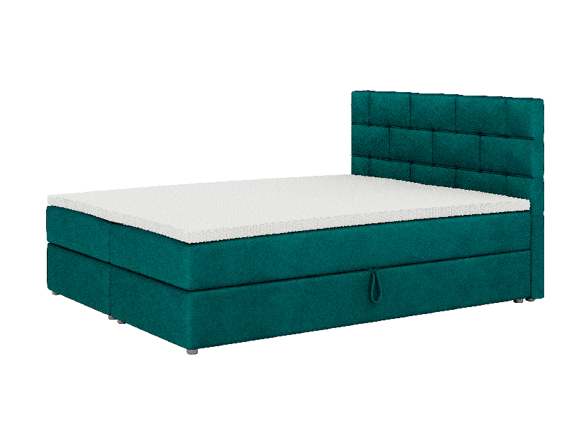 Manželská posteľ Boxspring 140x200 cm Waller Comfort (tmavozelená) (s roštom a matracom)