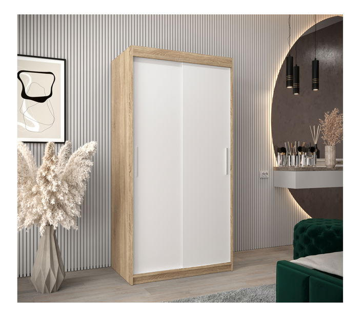 Ormar za garderobu 100 cm Toki (hrast sonoma + bijela mat)