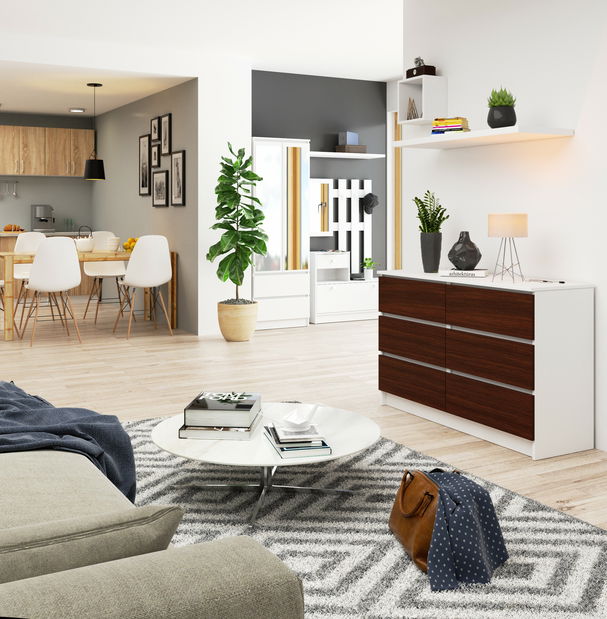 Komoda Kapil (biela + wenge)