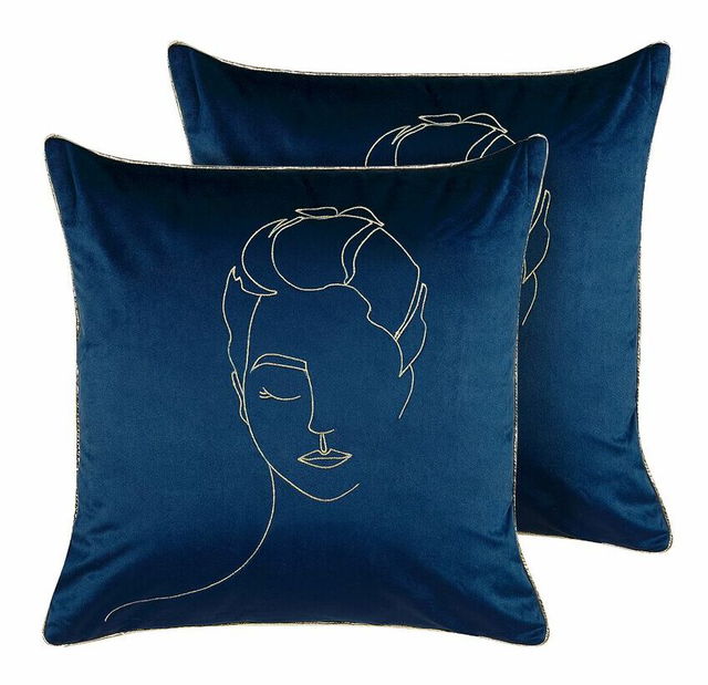 Sada 2 ozdobných vankúšov 45 x 45 cm Crocy (modrá)