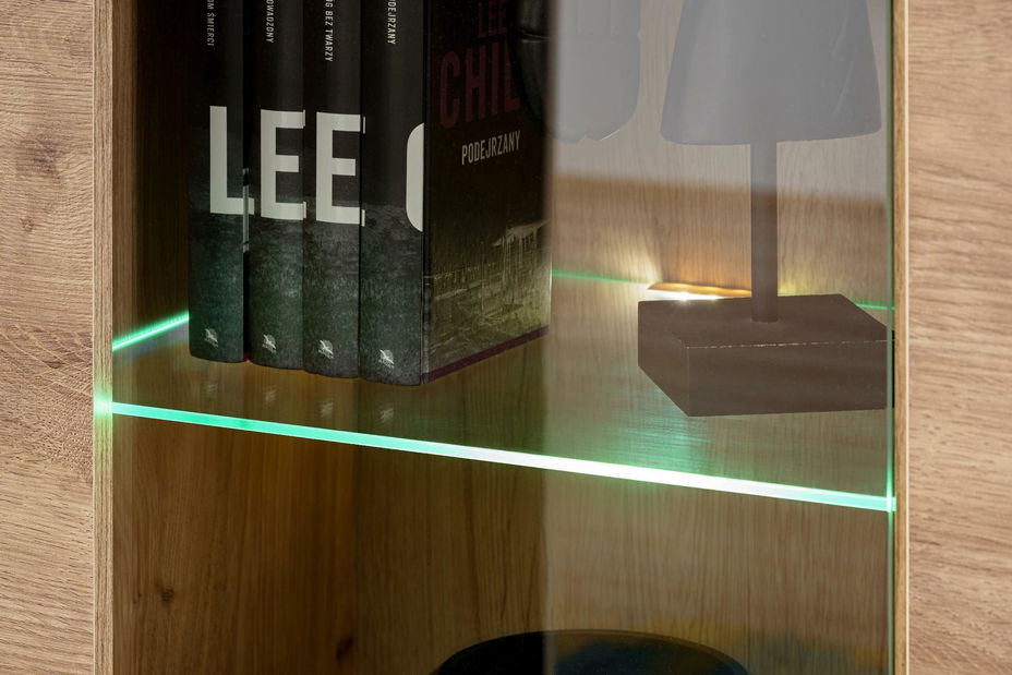 Obývacia stena Aruno AR-K (dub ribbeck + čierna) (s osvetlením) (s biokrbom)