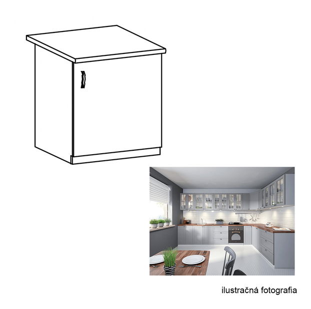 Dolná kuchynská skrinka D601F Lanaya (biela + sivá matná) (P)