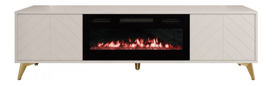 TV ormarić s kaminom Semprum 2D EF (pješčano bež + zlatna) 