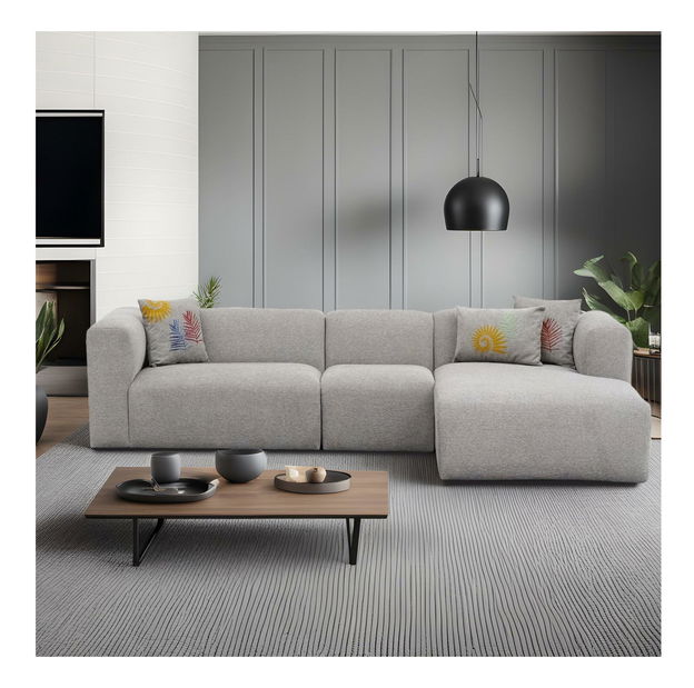 Rohová sedačka Lindasetta (P) (svetlosivá)