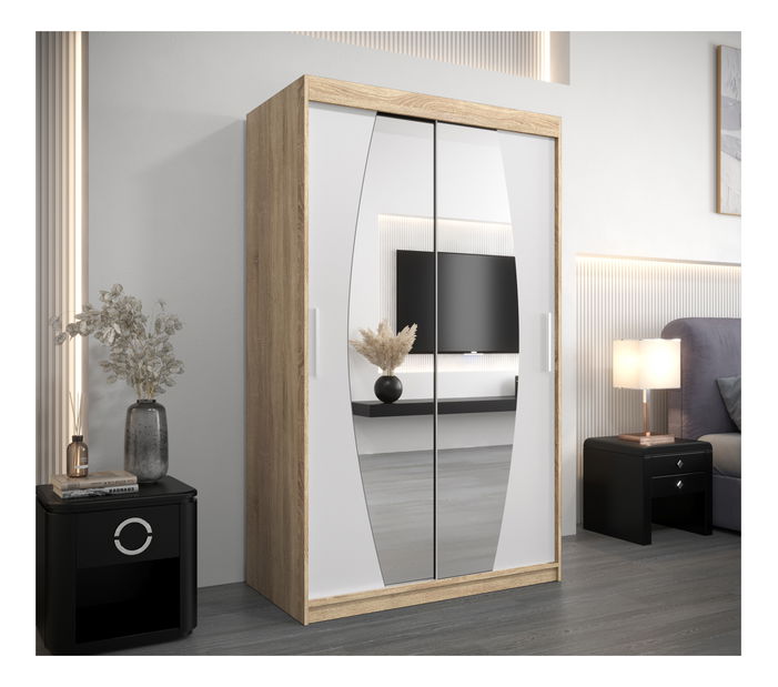 Dulap de haine 120 cm Eclipse (Stejar sonoma + Alb mat)