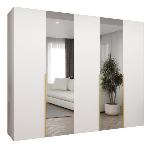 Dulap de haine 250 cm Alice 2 (alb + Auriu)