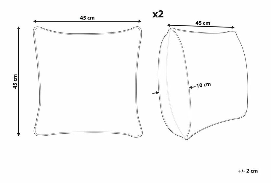 Sada 2 ozdobných vankúšov 45 x 45 cm Tagi (viacfarebná)