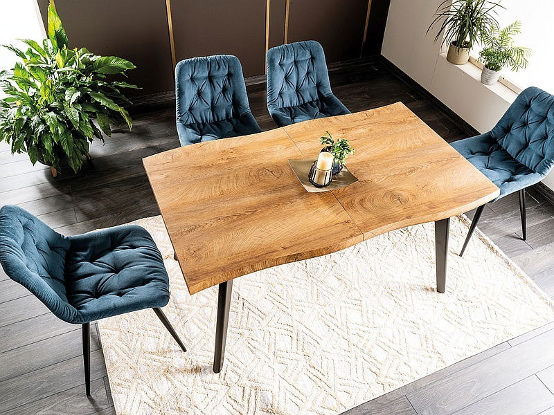 Masă extensibilă de sufragerie 150-210 cm Faustina (stejar artisan + negru) (pentru 8 sau mai multe persoane) *resigilat