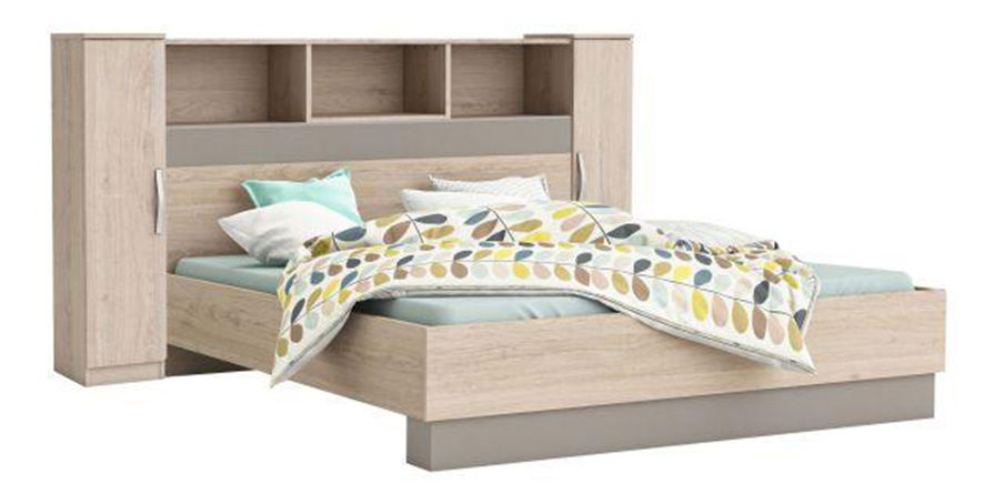 Pat matrimonial 160 cm Bihop (stejar arizona + gri)