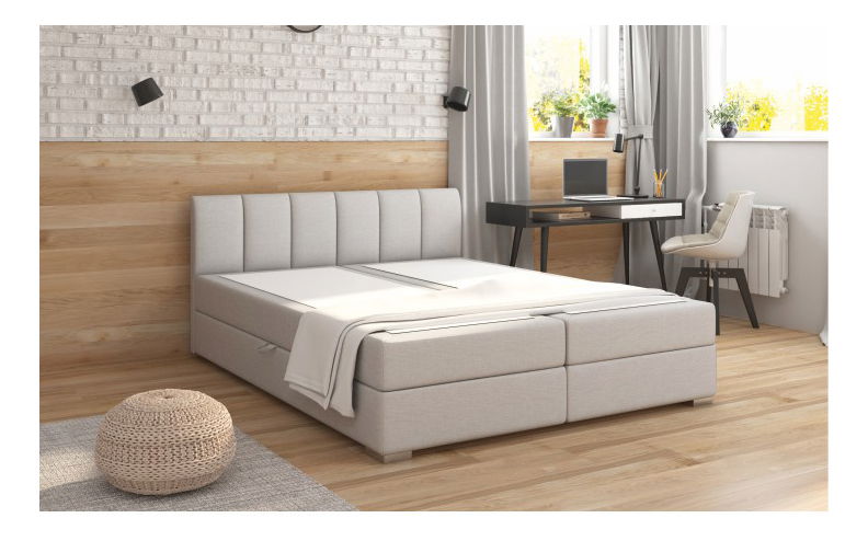 Bračni krevet Boxspring 180 cm Rhoni (svjetlosiva) (S podnicom, madracom i prostorom za odlaganje) 