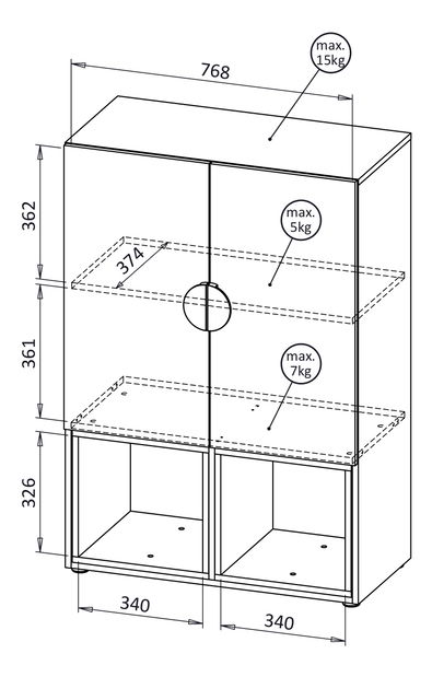 Komoda Medoro ME6 (kašmir + hrast artisan)