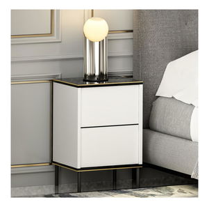 Nočný stolík Iris (biela + čierna + zlatá)