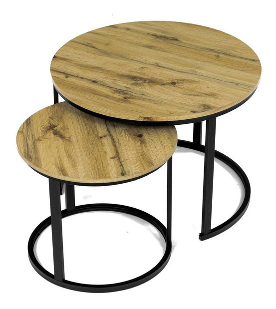 Set 2 konferenčných stolíkov Conjugar (dub divoký)