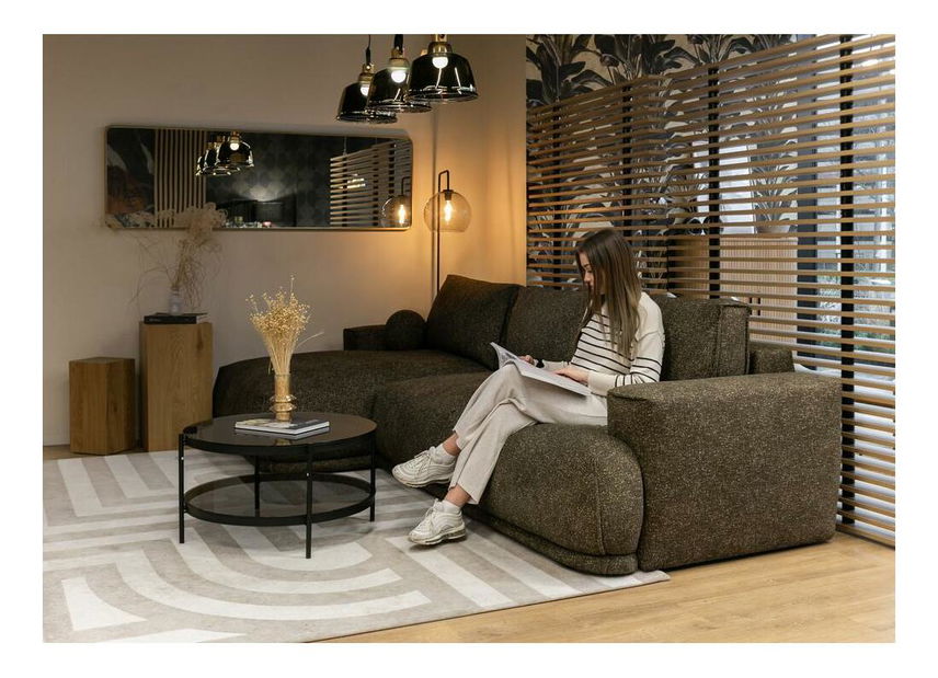 Rohová sedacia súprava Dita (L) (olivová + čierna)