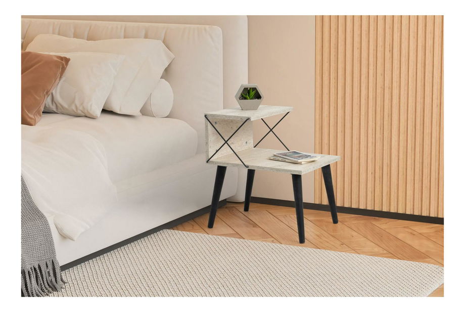 Noćni stolić Crossline (crni mramor)