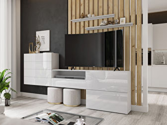 Mobilier living Berny 52 (alb + Alb lucios)