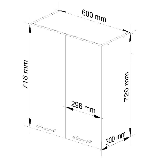 Felső konyhaszekrény Ozara W60 H720 (fehér + fényes piros)