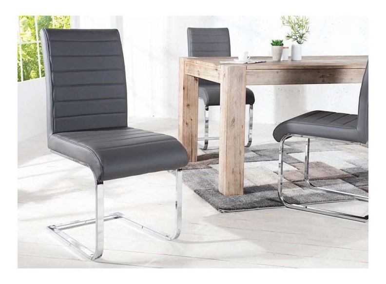 Scaun de sufragerie Olwen (Piele ecologică Gri)