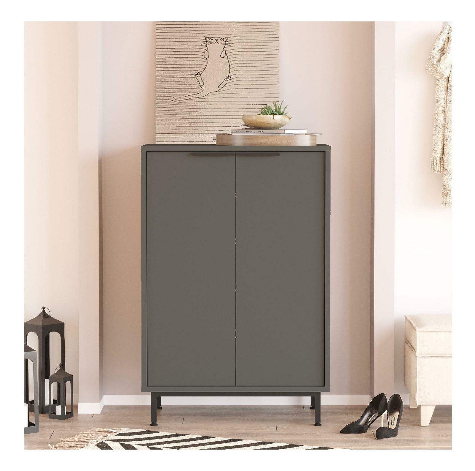 Cipősszekrény Abbygail 1 (antracit) 