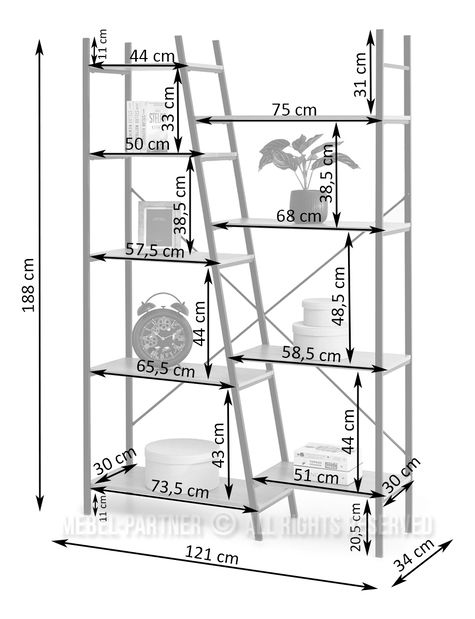Regál Gecon Reg (tölgy + fekete)