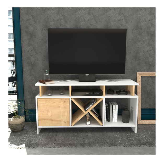 Masă TV Aubarna (alb + Stejar)
