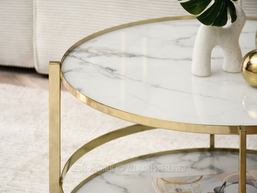 Dohányzóasztal Chici (fehér márvány + arany)