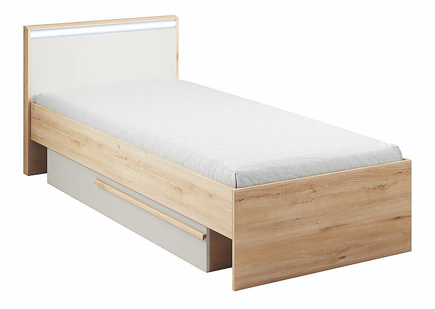 Egyszemélyes ágy 90 cm Hans (ágyráccsal, matraccal és tárhellyel)