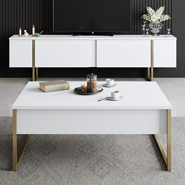 Mobilier living Luna (Alb + Auriu)