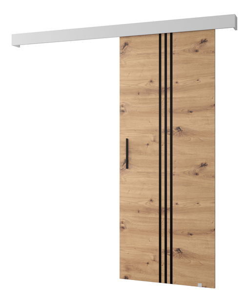 Posuvné dvere 90 cm Sharlene V (dub artisan + biela matná + čierna)