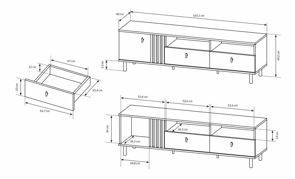 Masă TV/Dulap Madeira 165 (Stejar artisan + antracit Negru)