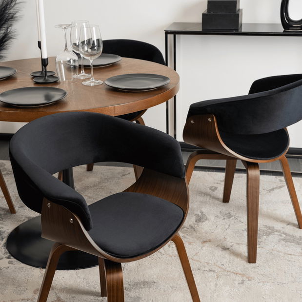 Scaun sufragerie Generosas 1 (negru + nuc) 