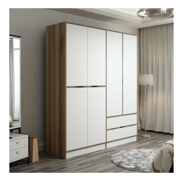Šatníková skriňa Erich 3 (orech + biela)