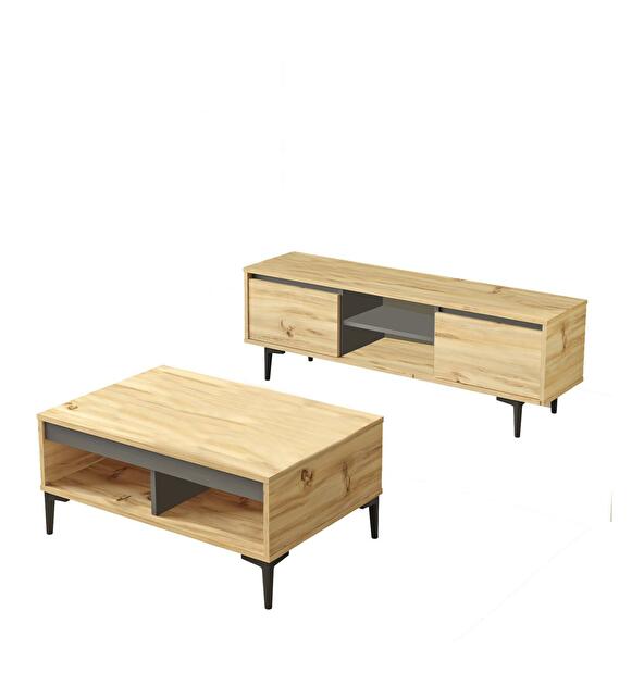 Set mobilier pentru living Levosi 2 (stejar + antracit) 