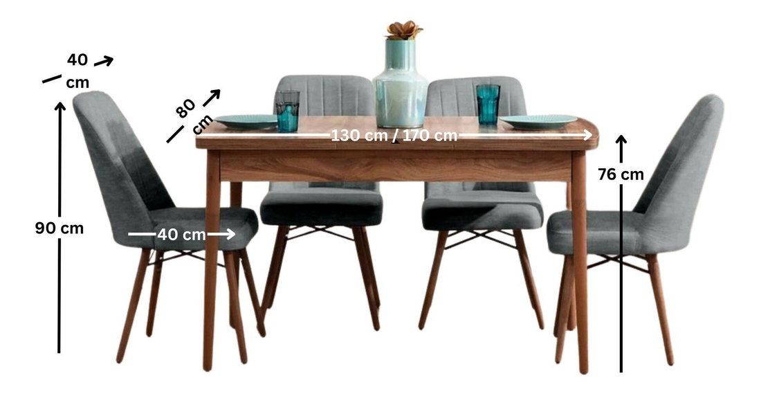 Set dining Lidya (gri) (pentru 4 persoane)