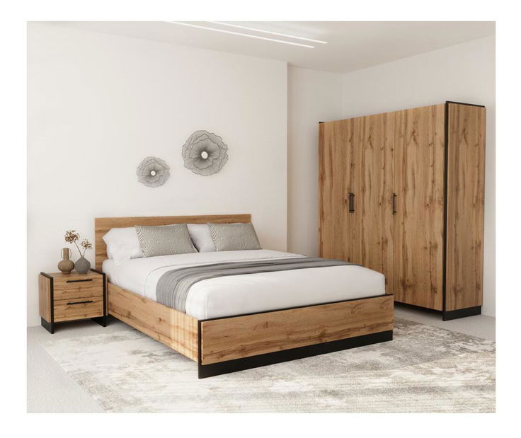 Dulap de haine Adivinaba 2 (stejar wotan + negru) 