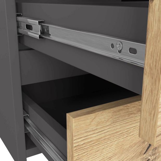 Comodă Crueldad (grafit + stejar artisan)