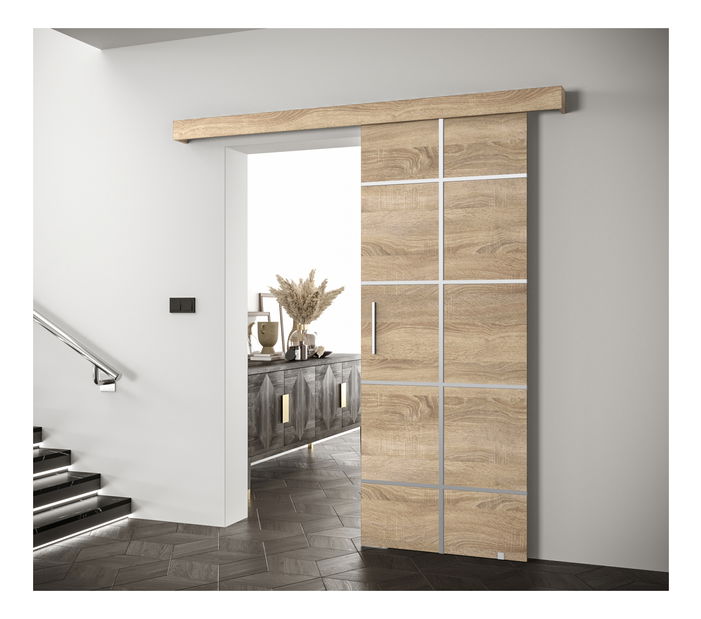 Uși glisante 90 cm Sharlene III (Stejar sonoma + Stejar sonoma + argintiu) *vânzare