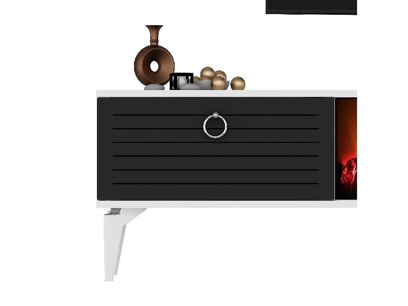 TV asztal/szekrény kandallóval Sulotu 2 (fehér + antracit) 