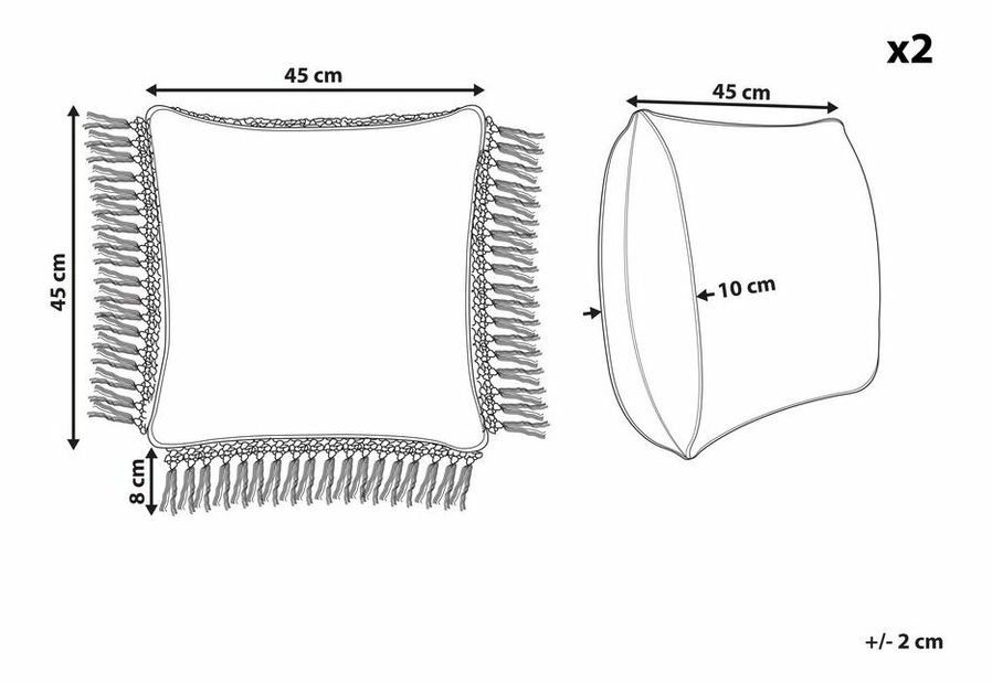 Set 2 buc perne decorative 45 x 45 cm Pallied (alb)