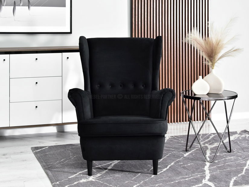 Kreslo ušiak Margis (čierna + biela)