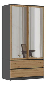 Šatníková skriňa Musecalo 1 (antracit + dub artisan) (so zrkadlom)