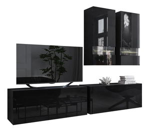 Set za dnevni boravak Berny 9 (crna + crni sjaj)